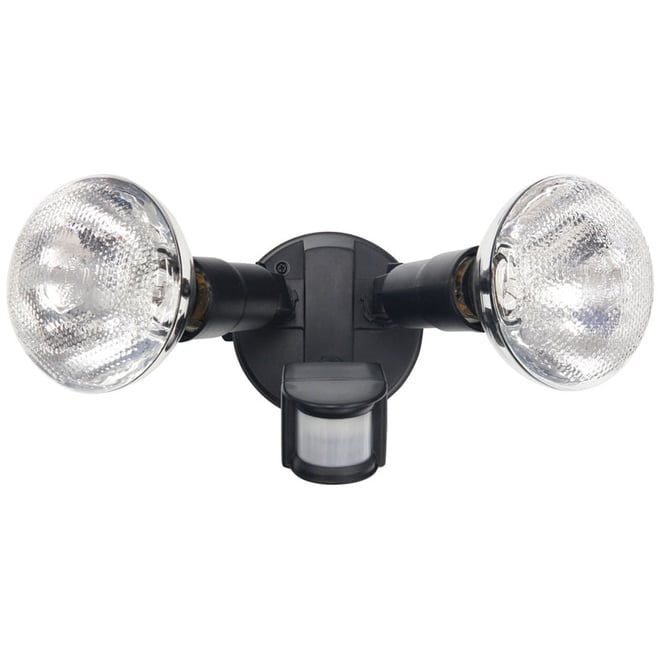 Floodlight Twin w/Sensor Black
