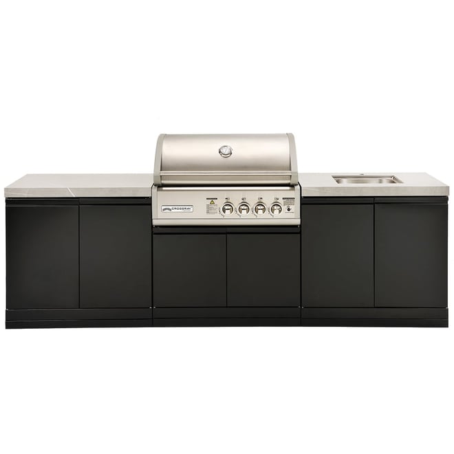CROSSRAY 4 Burner Gas Outdoor Kitchen With Double Cabinets And Sink