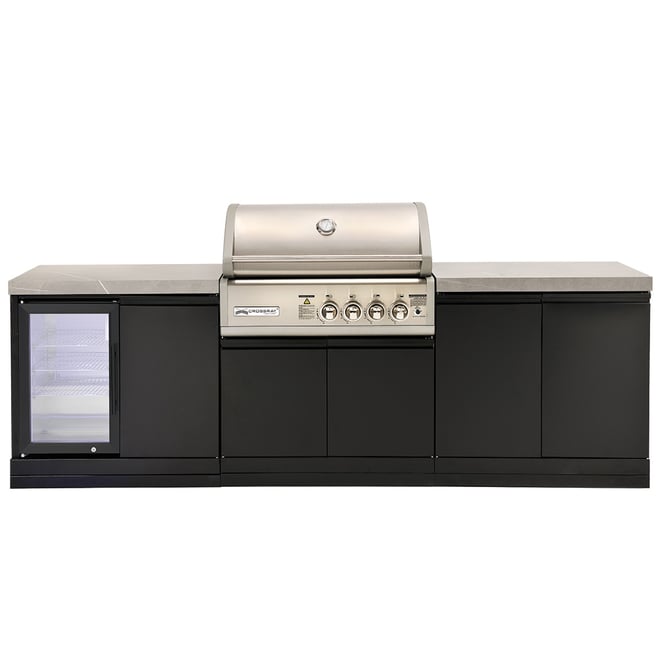 CROSSRAY 4 Burner Gas Outdoor Kitchen With Double Cabinets And Single Door Fridge