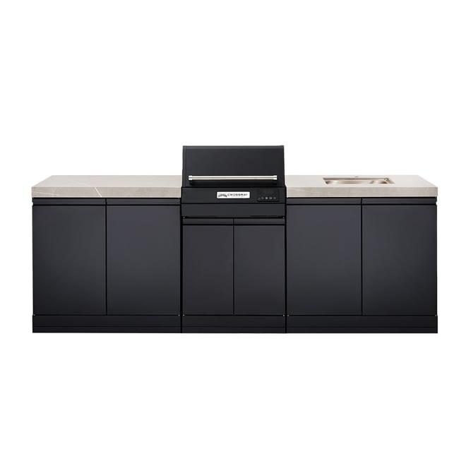 CROSSRAY eXtreme Electric Grey Outdoor Kitchen With Double Cabinets And Sink