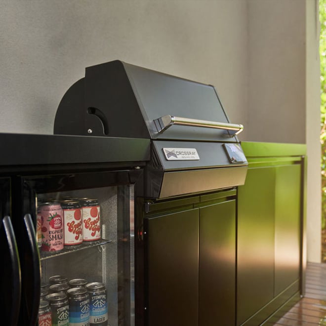 CROSSRAY eXtreme Electric Black Outdoor Kitchen With Double Cabinets And Sink