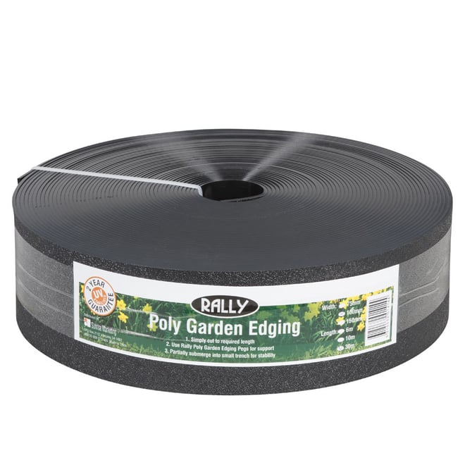 Rally 100mm x 30m Black Poly Garden Edging