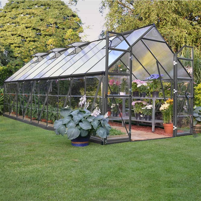 Maze 8 x 20 Balance Greenhouse - Grey Frame