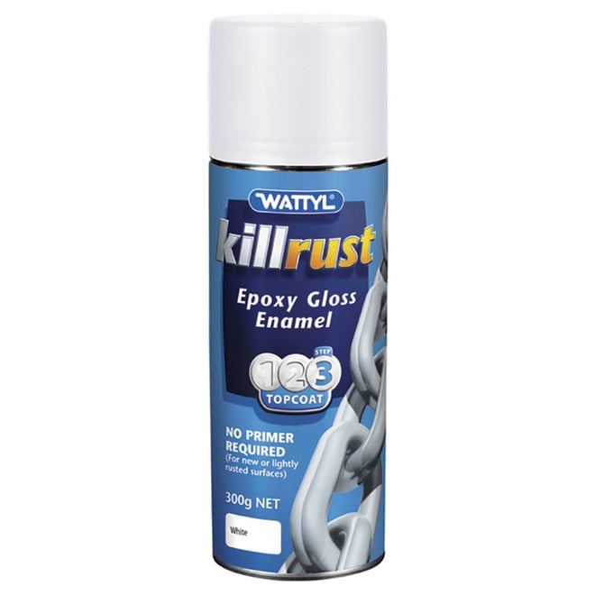 Wattyl Killrust Gloss Enamel White Aerosol