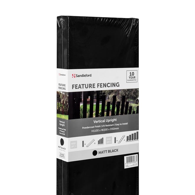 Feature Fencing Matt Black 1.1m Vertical Upright