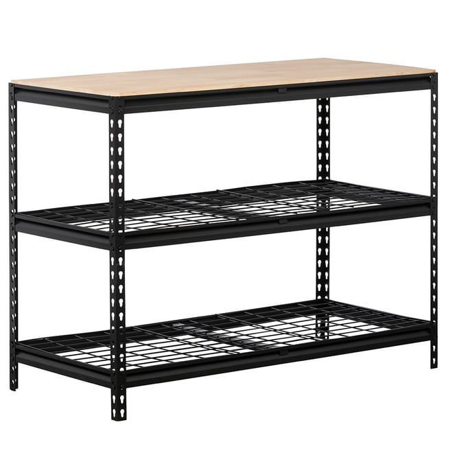 Heavy Duty Workbench with Wire Shelves