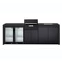 CROSSRAY eXtreme Electric Black Outdoor Kitchen With Double Cabinets, Sink And Double Door Fridge