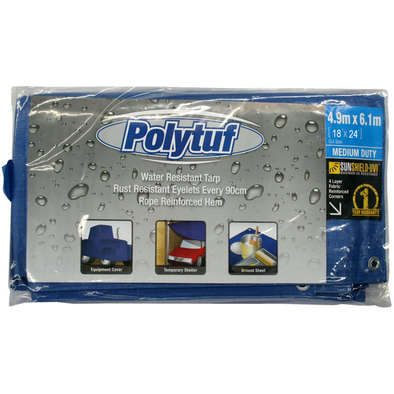 Medium Duty Blue Poly Tarp - 5.5m x 7.3m