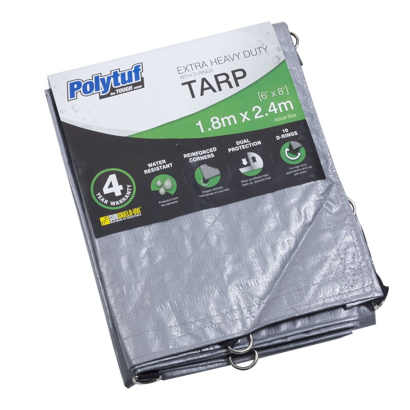 Polytuf Extra Heavy Duty 1.8 x 2.4m Tarp with D Rings