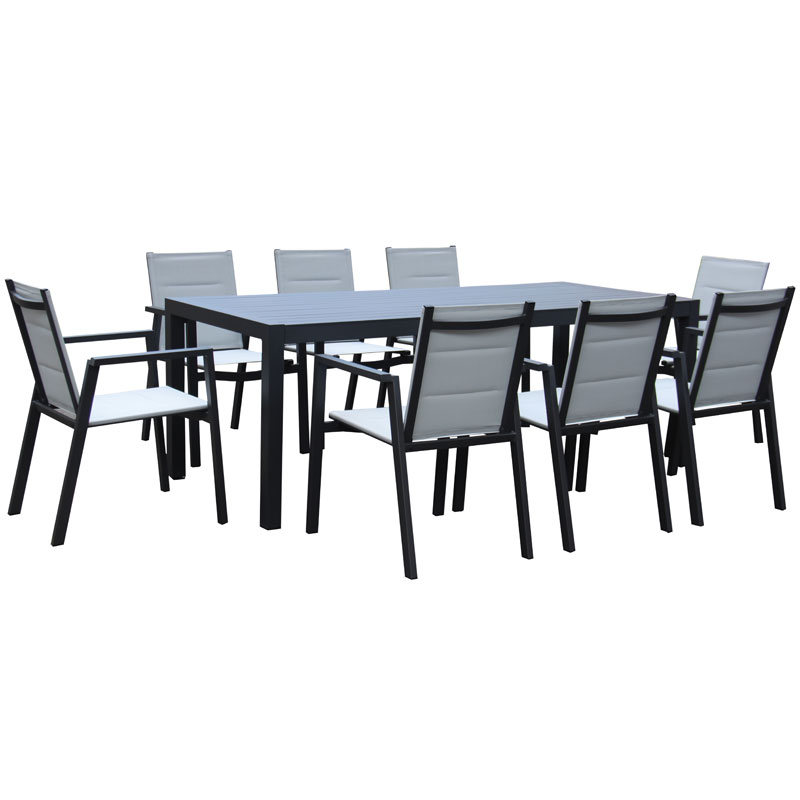 Madrid 9 Piece Aluminium Slat Dining Setting