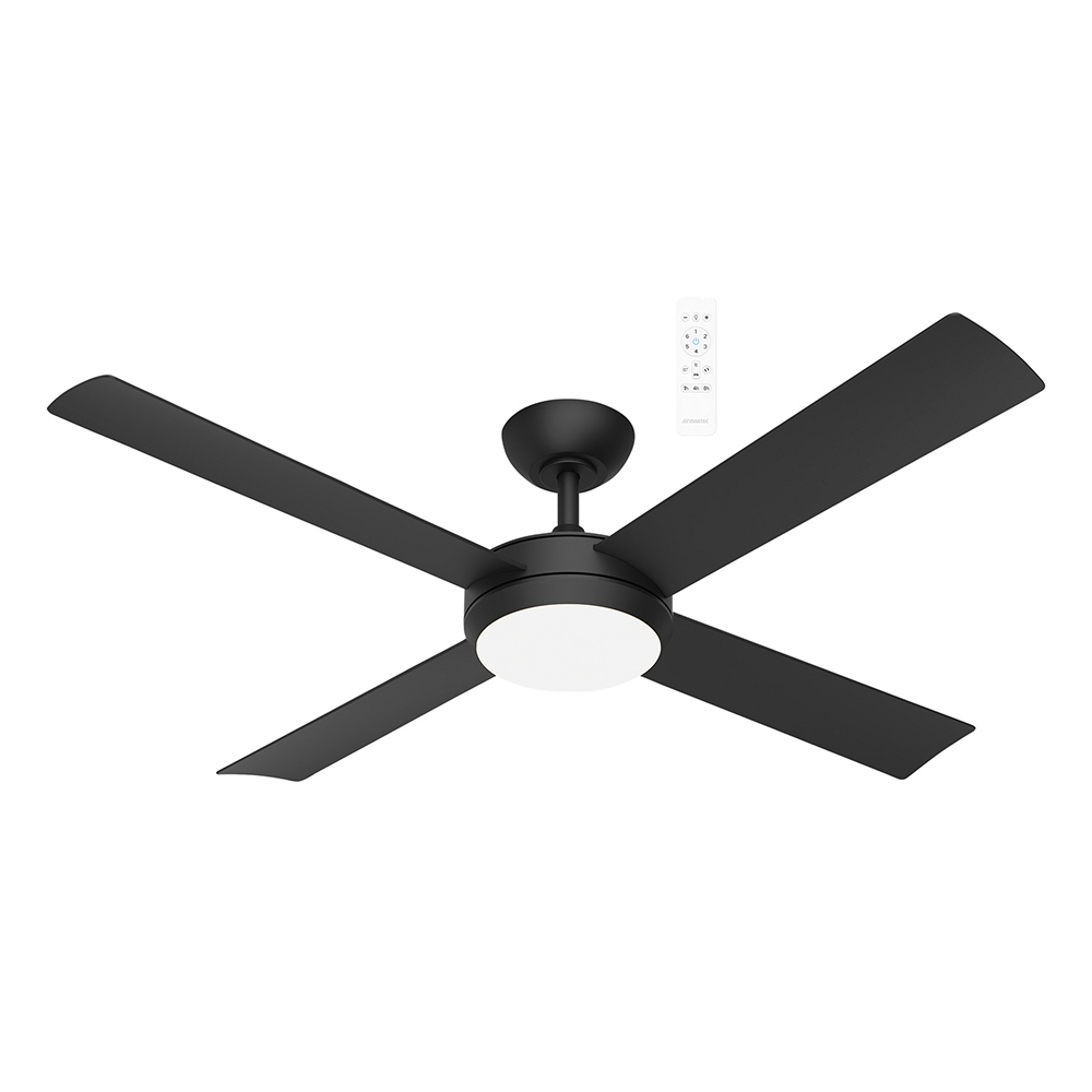 Quantum DC 1320mm DC Ceiling Fan With Remote Control + LED Light Matt Black