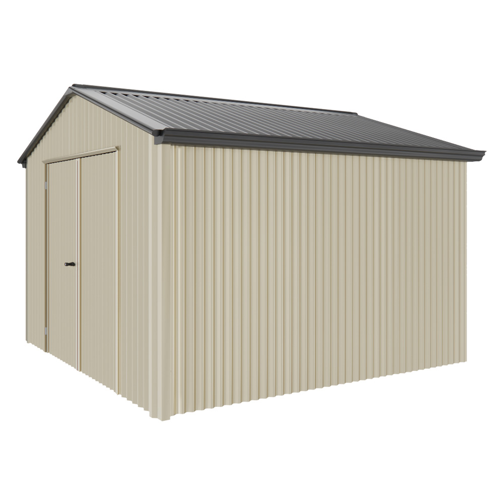 Handi-Heritage Shed H3 3.30X3.30 Roof:Gun Metal Grey Wall:Merino Gable End Double Door
