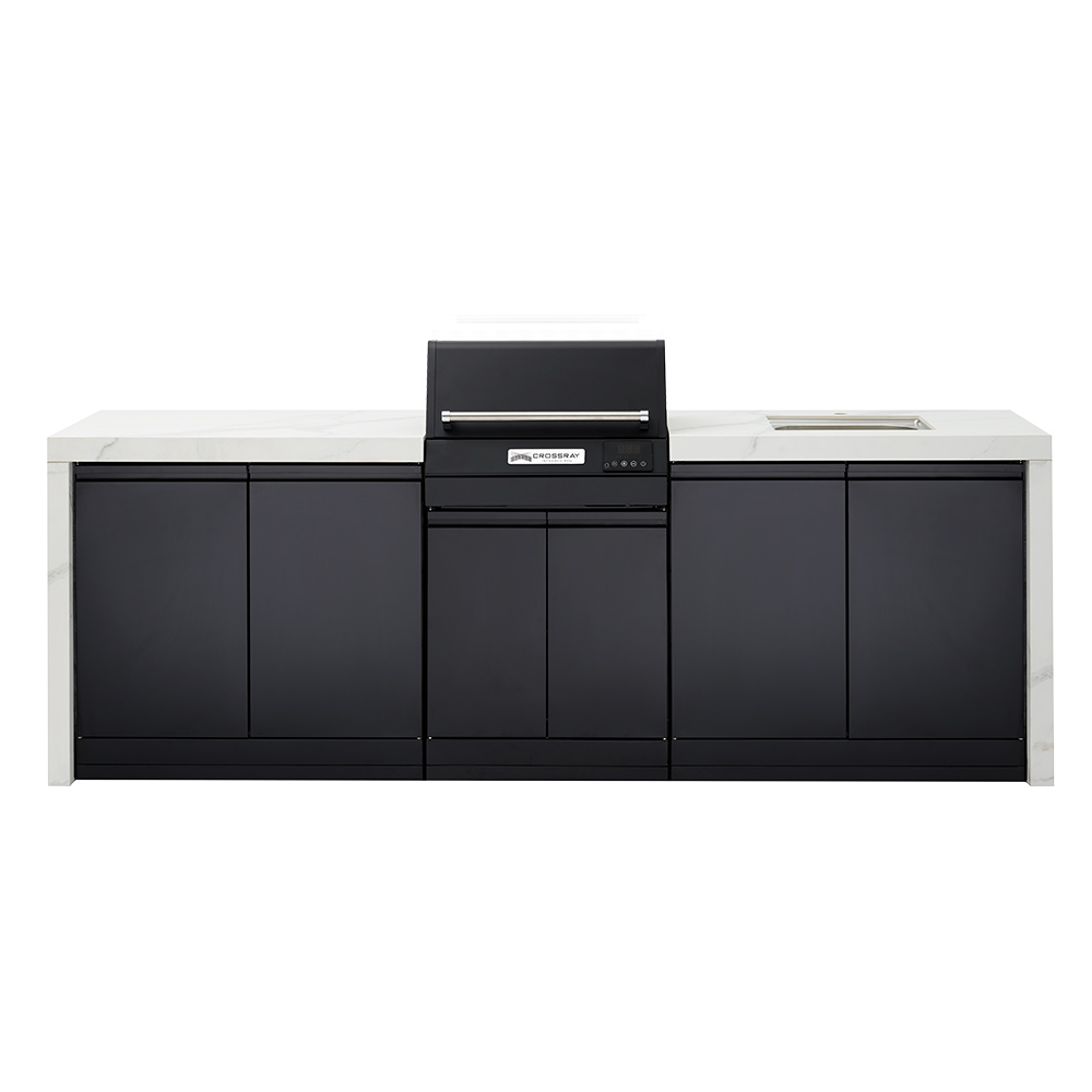 CROSSRAY eXtreme Electric White Outdoor Kitchen With Double Cabinets And Sink