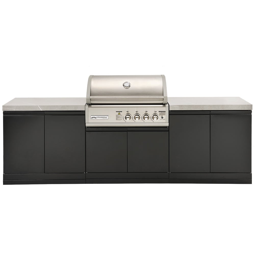 CROSSRAY 4 Burner Gas Outdoor Kitchen With Double Cabinets