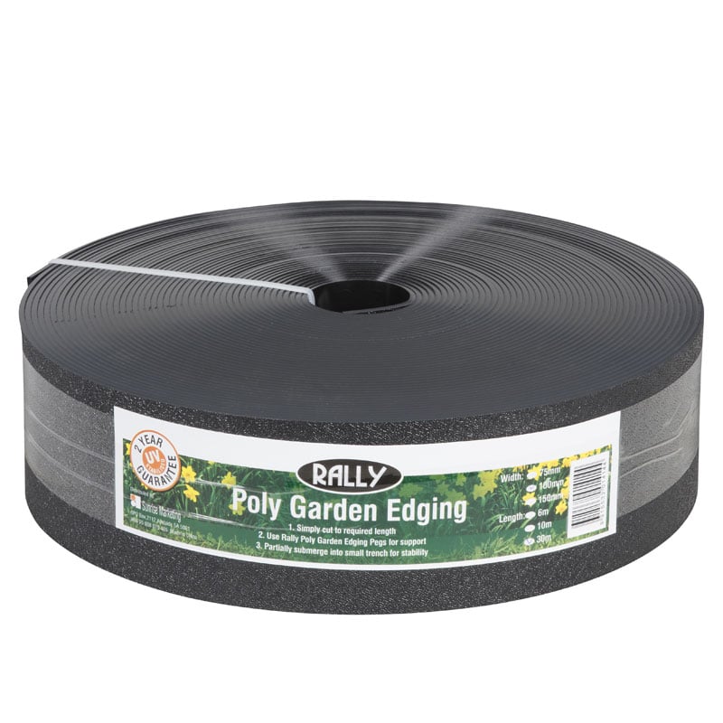 Rally 100mm x 30m Black Poly Garden Edging