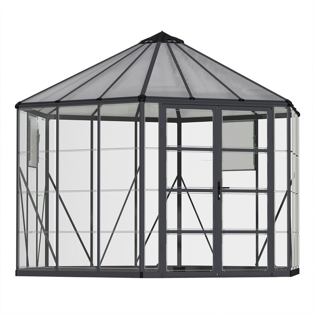 Maze 12 Oasis Hex Greenhouse - Grey Frame