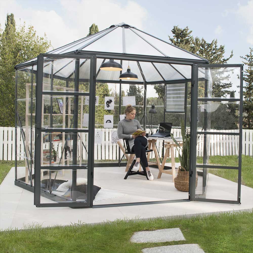Maze 12 Oasis Hex Greenhouse - Grey Frame