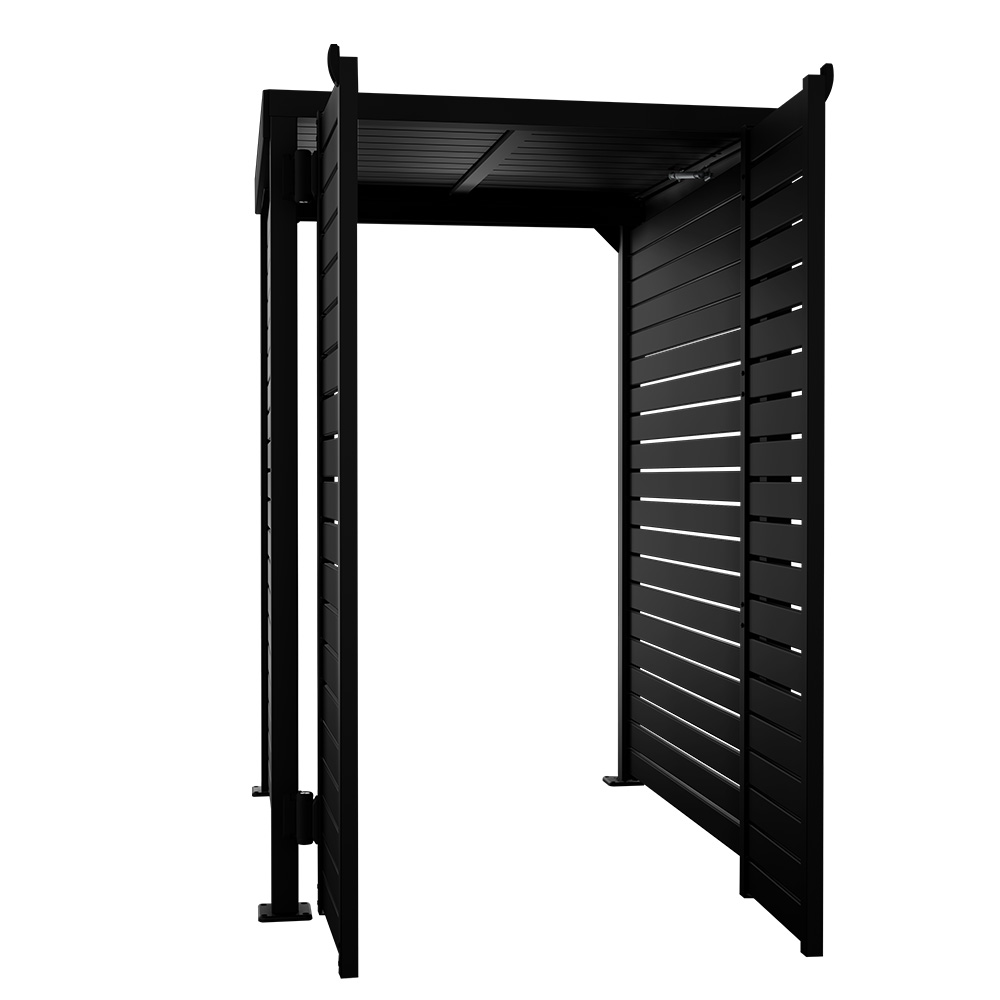 Slat Pool Pump Cover 1200 x 1489 x 982mm Black Double Door With Lid